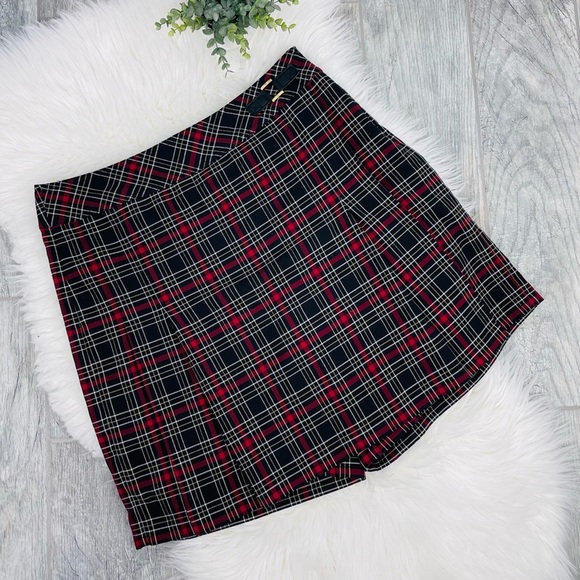 St. John Sport Y2K Vintage Goth Red Black Plaid High Waisted Skort - Picture 1 of 7